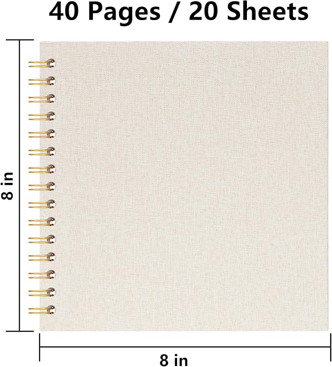 8x8 Inch Scrapbook DIY Photo Album, 20 Sheets (40 Pages), Beige | Linen Hardcover, Lay Flat Customizable, Memory for Wedding Guest Book, Family Travel, Polaroid Storage - Image 2