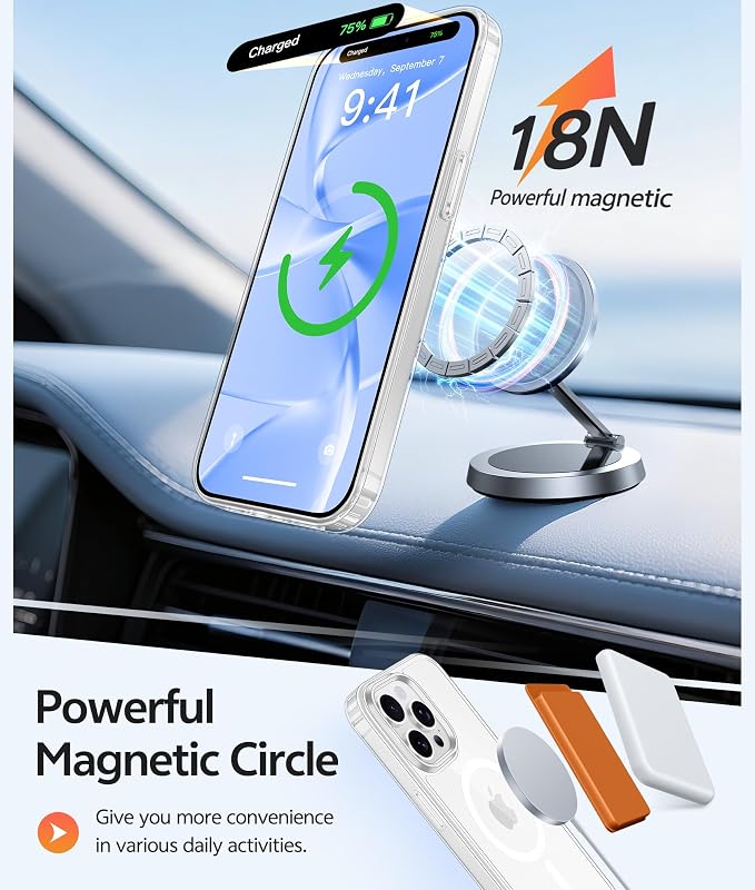 FNTCASE for iPhone 15 Pro Max Case, Fit for Magsafe, Glass Screen Protector | Anti Yellowing, Magnetic Phone Cases, 14FT Military Grade Drop Protection, Slim Shockproof Protective Cover, Clear - Image 3