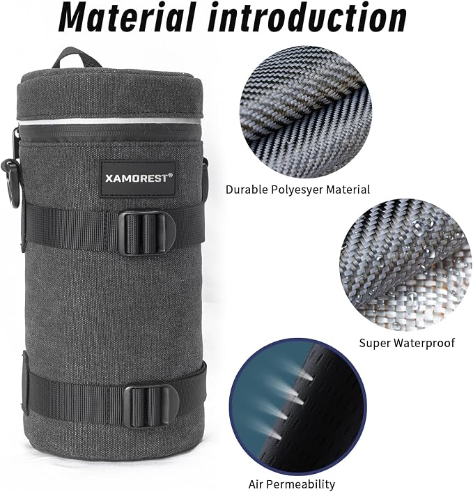 Camera Lens Case Lens Bag Compatible (4.33" x 9.25"(Canvas, Black)) - Image 3