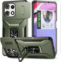 for Moto G Play 5G 2025 Case with Sliding Camera Lens Cover,HD Screen Protector,360° Rotating Ring Kickstand,AYMECL Military-Grade Shockproof Protective Cover for Motorola G Power 2025,Army Green by AYMECL