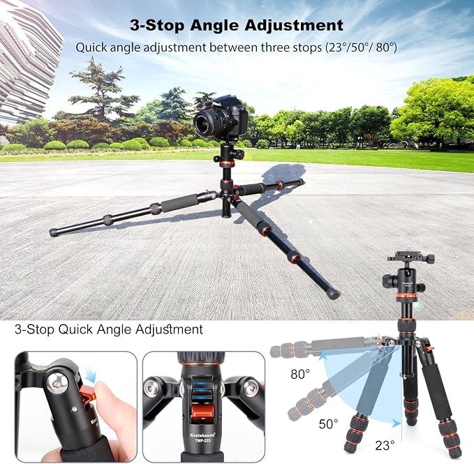 Koolehaoda Mini Tabletop Tripod with 360° Ball Head, Aluminum Portable | Compact Lightweight Desktop Camera Tripod Stand with Quick Release Plate, Adjustable Height for DSLR Video Camcorder Phone - Image 4
