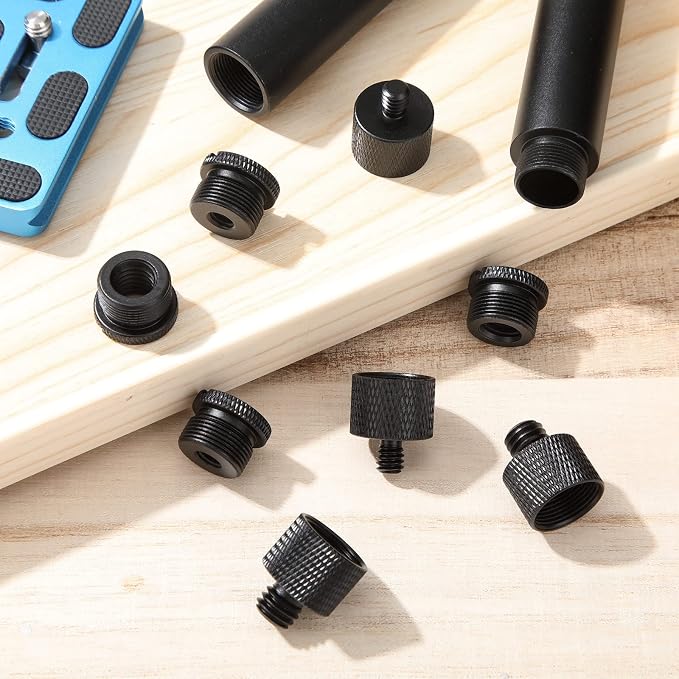 8pcs Mic Stand Adapter Screw Thread Adapter for Microphone, Black | 5/8 Female to 3/8 Male, 3/8 Female to 5/8 Male, 5/8 to 1/4 and 1/4 to 5/8 Screw, Reliable Not Easy to Fade Rust or Corrupt - Image 3