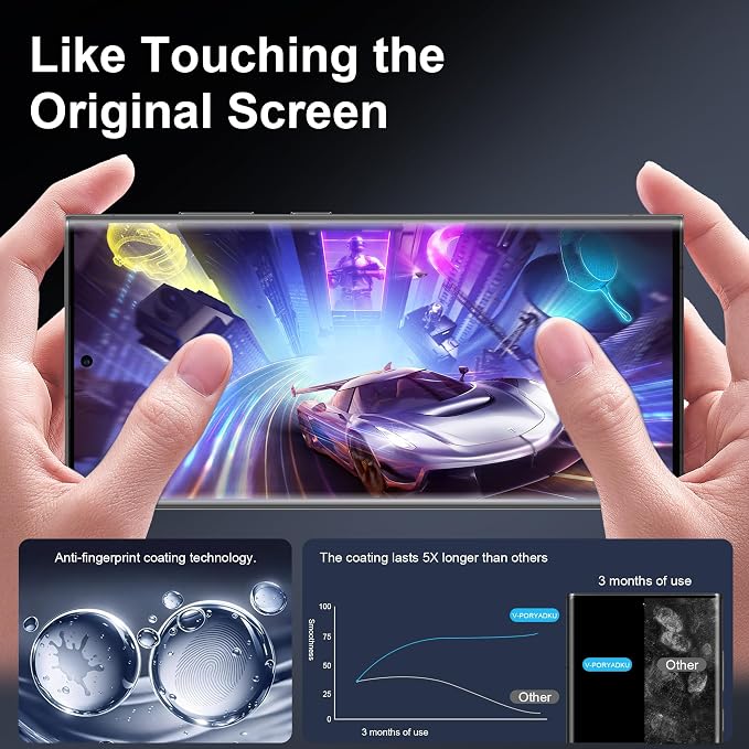 V-PORYADKU 2+2 Pack for Samsung Galaxy S23 Ultra Privacy Screen Protector | Camera Lens Protector, NO Fingerprint Unlock, 9H Tempered Glass, Anti-Scratch, HD Clear Anti-Spy, Case Friendly - Image 7