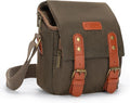 CADeN Compact Camera Bag Case Canvas Leather Trim Compatible for Nikon, Canon, Sony Mirrorless Camera and Lenses Waterproof, Camera Shoulder Messenger Bag (Small 1.0 Brown) by CADeN