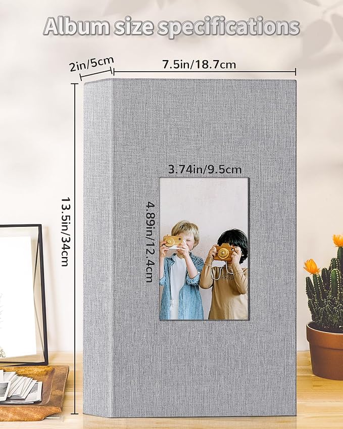 Artfeel Photo Album 4x6 with 300 Pockets,Slip-in Picture Albums,Linen Cover Memory Book with Front Window,White Page Vertical Photo Book for Wedding,Family,Anniversare,Baby,Vacation,Father's Day - Image 3