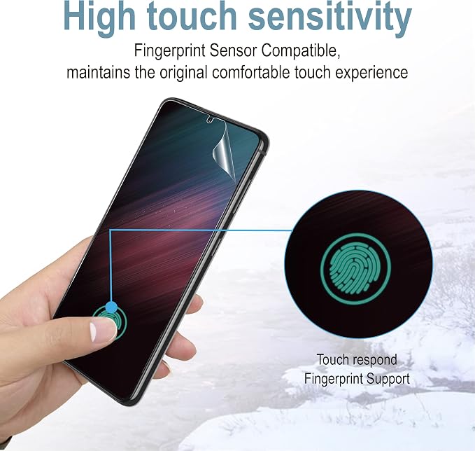AACL 3-Pack for Samsung Galaxy S22 Screen Protector Film [6.1"] | with 2-Pack Camera Lens Protectors, Fingerprint Unlock, Anti-Scratch, Case-Friendly, 7H Hybrid Film [Not Glass] - Image 8