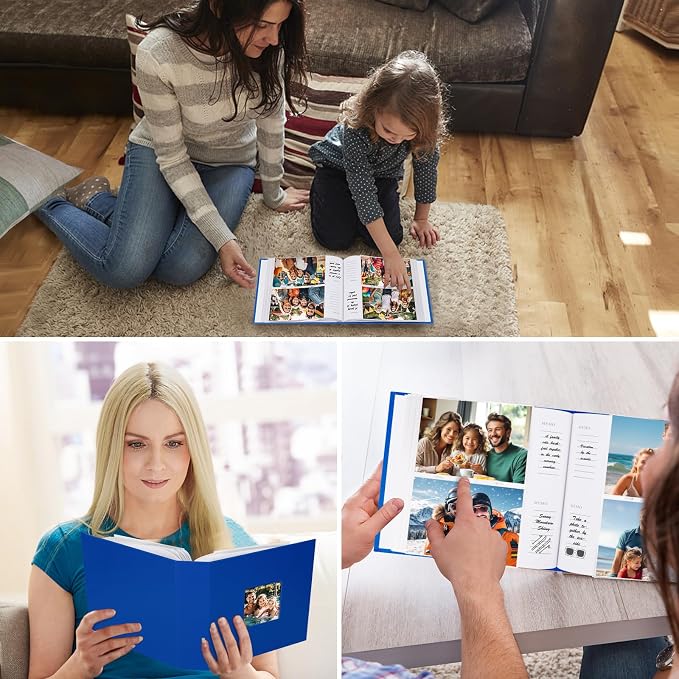 4x6 Photo Album Holds 240 Photos Writing Space, PU Leather, Blue | Clear Acid-Free Sleeves, Memo Writing Areas, Front Display Window, Baby, Wedding, Travel & Family Picture Keepsakes - Image 6