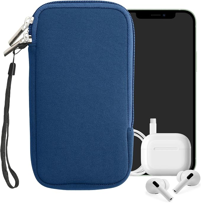 kwmobile Universal Phone Pouch Size XXL - 7" - Neoprene Smartphone Pouch with Zip - Water-Repellent Mobile Phone Case - Sleeve in Blue - Image 8