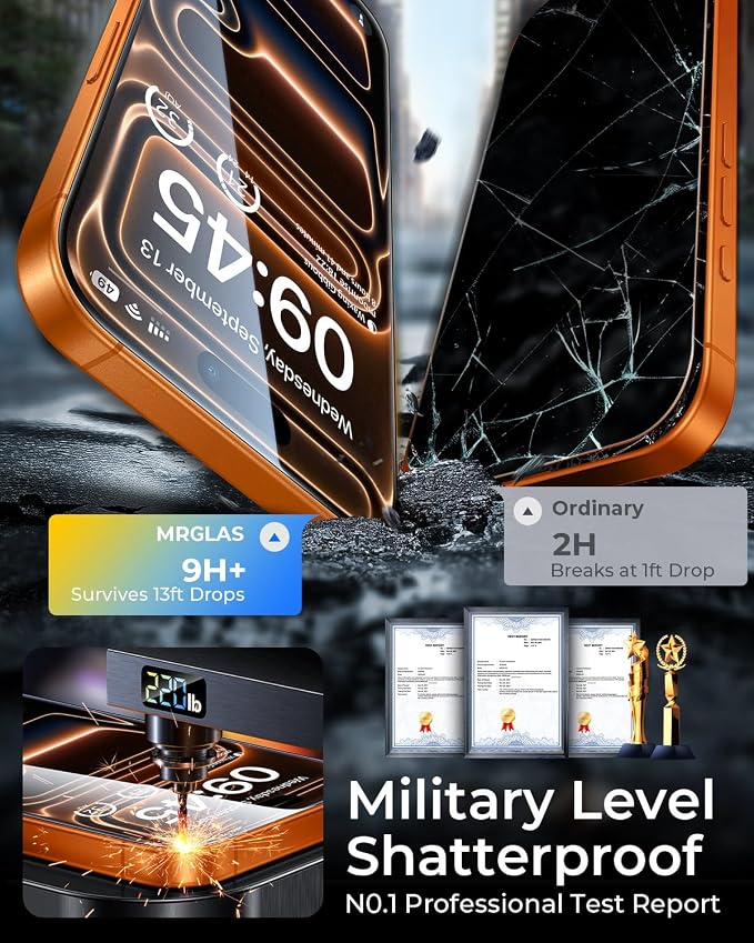2+2 Packs for iPhone 17 Pro Privacy Screen Protector with Camera Protector | TOP 9H+ Tempered Glass [Zero Bubble][10X Military Protection] Anti Spy 17 Pro Tempered Glass Full Coverage,Case-Friendly - Image 4