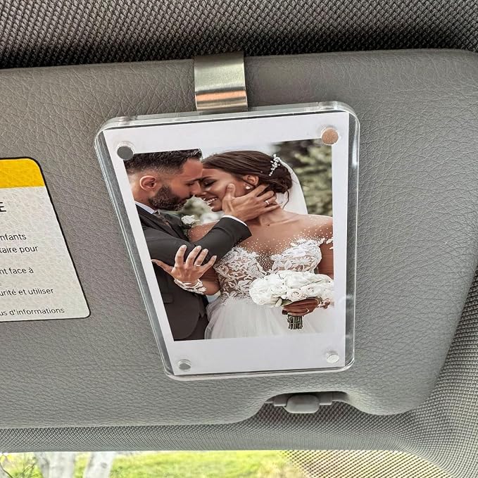 Acrylic Car Visor Photo Frame with Metal Clip, Car Accessories Magnetic Clear Picture Holder for Sun Visor, Display Baby, Family or Pet Photos in Car - Image 8