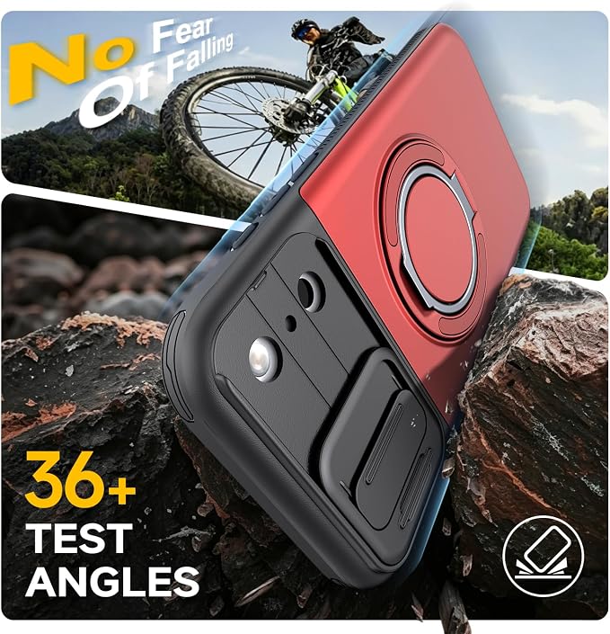 for iPhone 17 Pro Wallet Case with Card Holder Slide Camera Cover Ring Stand Kickstand Heavy Duty Protective Case with Screen Protector for iPhone 17 Pro (Red) - Image 8