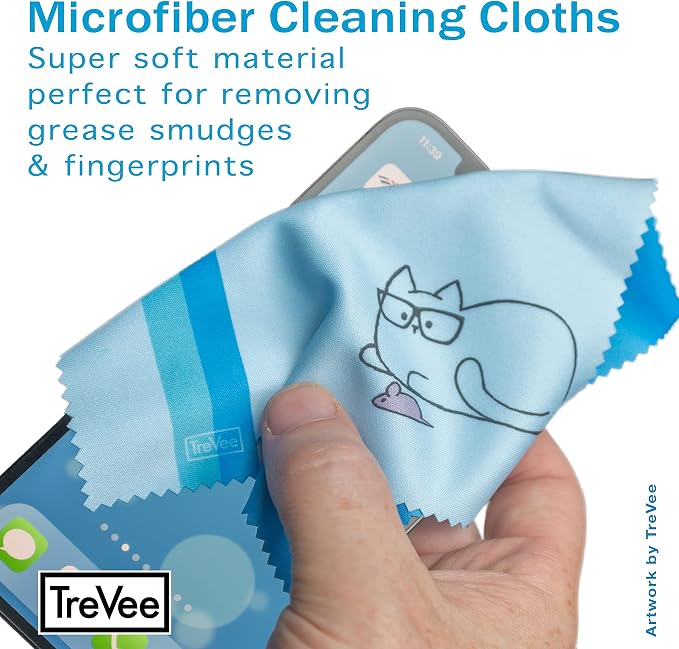 10 Pack Cute Kitty Cat Design Multicolor Microfiber Cleaning Cloths for Cleaning Eyeglasses Lenses Sunglasses and Cell Phone Beautifully Designer Colors Blue Pink Yellow Purple Green Cloth Wipes - Image 5