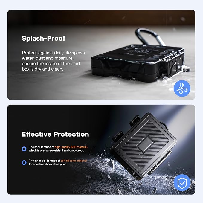 Tomat 24 Slots Mirco SD Card Case Water-Resistant Anti-Shock Card Storage Case for Insta360 Luna Ultra/Mini 5 pro/Mini 4k/Mini 3/Pocket 3, Support 8 SD Cards 14 Micro Cards and 2 Nano Sim Cards - Image 6