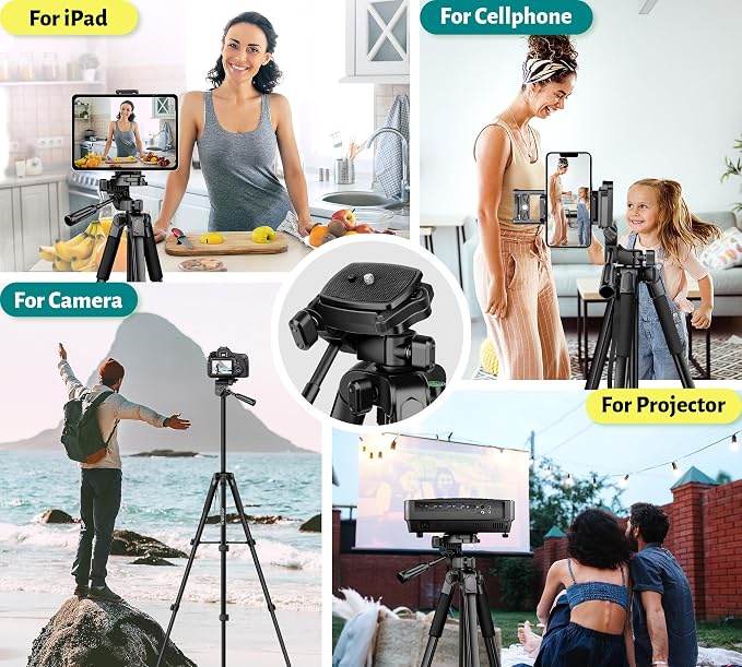 JOILCAN Phone Tripod, 67" Camera Tripod Stand for iPhone iPad | Professional Aluminum Travel Tripods with Wireless Remote and Carry Bag for Cellphone Photo Video Recording Vlog - Image 2