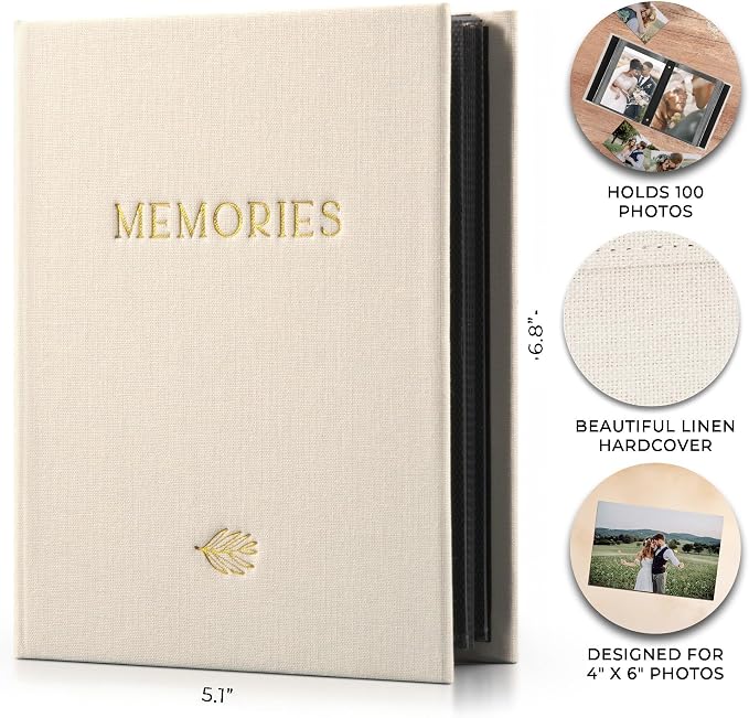 Beautiful Linen Photo Album For 4x6 Photos - Holds Up To 100 Pictures | Safely Stores Unique Memories - The Perfect Large Book for All Pictures of Treasured Family, Baby or Wedding Moments - Image 4