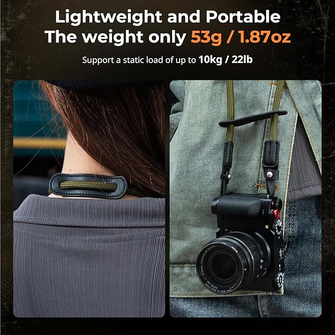 SMALLRIG Rope Camera Neck Shoulder Strap, Adjustable Braided Shoulder Strap with O-Ring and Leather Pad - Image 2