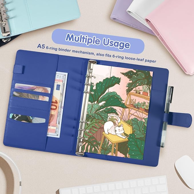 A5 Kpop Photocard Binder, PU Leather 6-Ring Album with Magnetic Closure, Includes 30 Pack 4-Pocket Pages for 240 Cards, Card Holder for Trading and Collectible Cards (Deep Blue) - Image 6