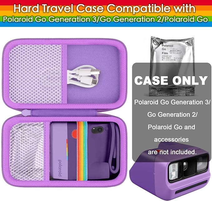 khanka Case for Polaroid Go Generation 3 Mini Instant Camera,Purple | Fits for Polaroid Go Generation 2(6282),Accessory Storage Pocket, Travel-Ready Portable Storage,Case Only - Image 3