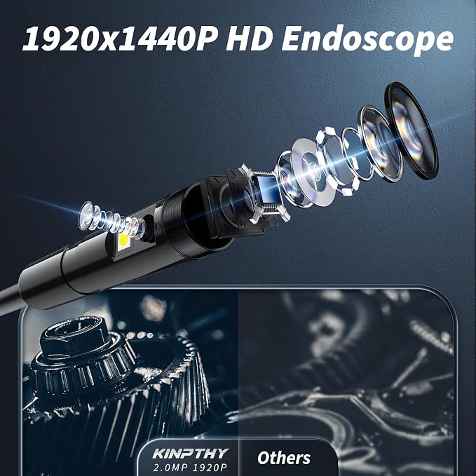 Endoscope Camera with Light,1920P HD Borescope Tools with 8 Adjustable LED Lights, Endoscope with Semi-Rigid Snake Camera, IP67 Waterproof Inspection Borescope for iOS and Android-16.4ft Dual-Lens - Image 7