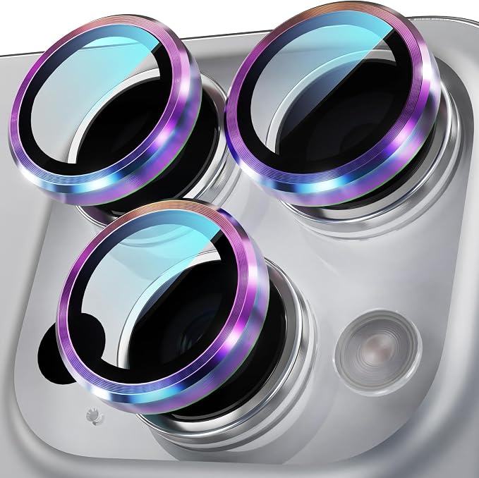 YWXTW Camera Lens Protector for iPhone 16 Pro/iPhone 16 Pro Max, [1 Step Installation Tray] Tempered Glass Screen Protector Metal Individual Camera Cover Accessories Case Friendly (Multi-Coloured) by YWXTW