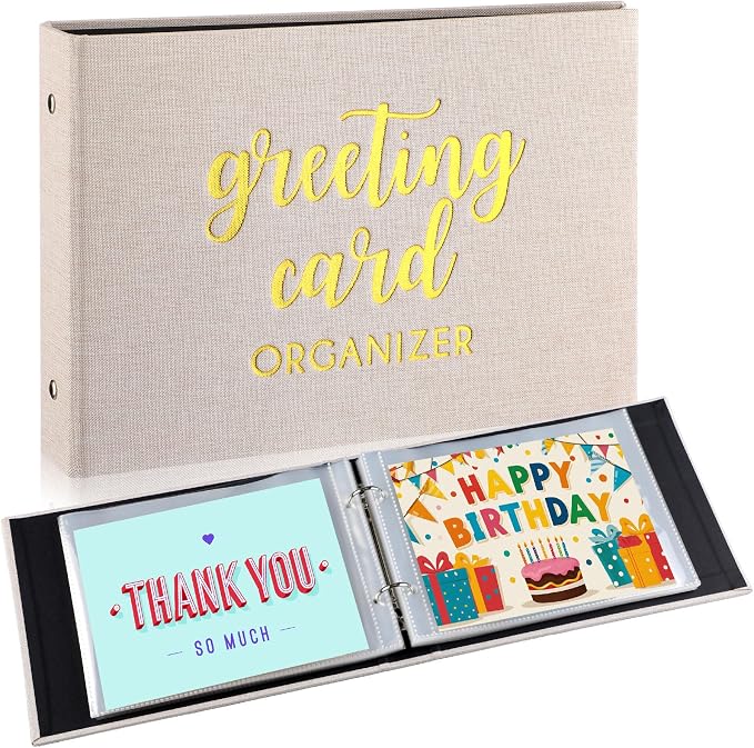 Spiareal Greeting Card Organizer Set Greeting Card Holder 6 x 8 Inches 100 Pages Stamping Binder Album Display Organization Storage for Memory Greetings Photo Gift by Spiareal