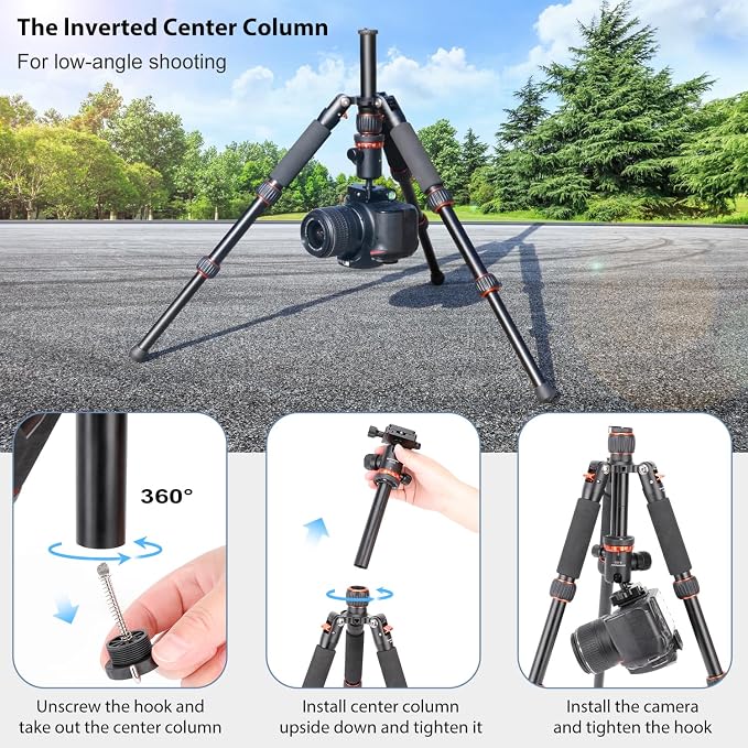 Koolehaoda Mini Tabletop Tripod with 360° Ball Head, Aluminum Portable | Compact Lightweight Desktop Camera Tripod Stand with Quick Release Plate, Adjustable Height for DSLR Video Camcorder Phone - Image 5