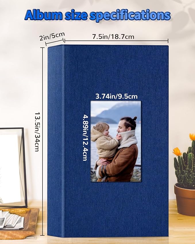 Artfeel Photo Album 4x6 with 300 Pockets,Slip-in Picture Albums,Linen Cover Memory Book with Front Window,White Page Vertical Photo Book for Wedding,Family,Anniversare,Baby,Vacation - Image 3