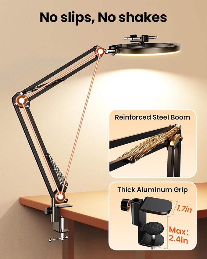 Ring Light Overhead Camera Phone Mount for Desk, Evershop 10” Selfie Light with Stand Tripod for iPhone, Light with Phone Holder for Video Recording,Zoom Meeting,Live Streaming Tiktok,YouTube (2 Pack) - Image 7