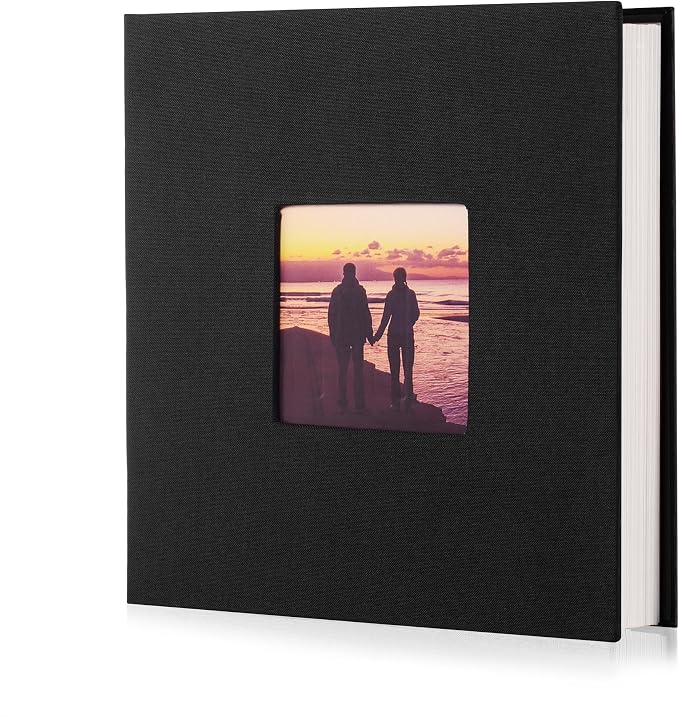 HoneyTolly Photo Album Self Adhesive Scrapbook Album for 4×6 Pictures DIY Magnetic Linen Cover Album 15 Sheets/30 Blank Pages for Family Wedding, Birthday, Christmas, Anniversary (Black) by HoneyTolly