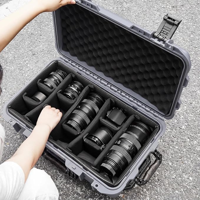 Relaxweex Rolling Camera Hard Case with 15 Padded Dividers & Wheels | Impact-resistant, Protective, Waterproof, Hard Shell Travel Case for Cameras, Lenses & Accessories, 22 x 14 x 9 Inch, Black - Image 7