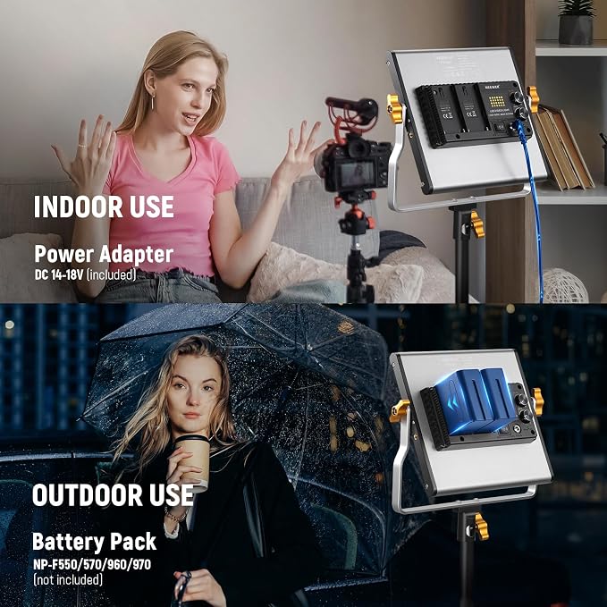 Neewer 2 Packs Dimmable Bi Color 480 LED Video Light Kit, 3200~5600K CRI 96+ LED Panel with U Bracket, 75 inches Tripod Light Stand for YouTube Recording Studio Photography Streaming Key Lighting - Image 4