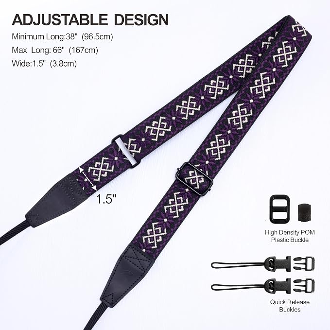 Padwa Lifestyle Adjustable Camera Strap - 1.5" Top Layer Cowhide Head Camera Straps for Photographers, Cotton Adjustable Neck Shoulder & Crossbody Strap Quick Release for All Cameras and Binoculars - Image 7
