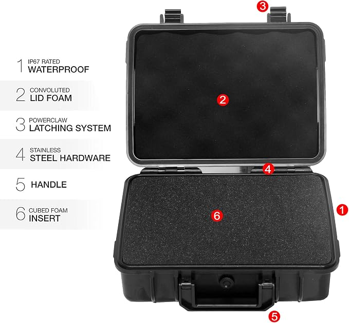 10" Small Hard Case with Customizable Foam Insert, 10.8x8.6x3.7 - Watertight Airtight Crush-Resistant Case for Pistol, Camera, Microphone & Electronics - Image 5