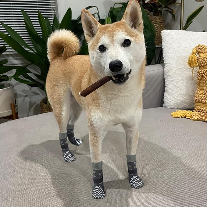 EXPAWLORER Anti Slip Dog Socks to Prevent Licking Paws, Dog Shoes for Hot Pavement, Dog Booties for Small Medium Large Senior Dogs, Traction Control Boots & Paw Protectors for Hardwood Floors - Image 6