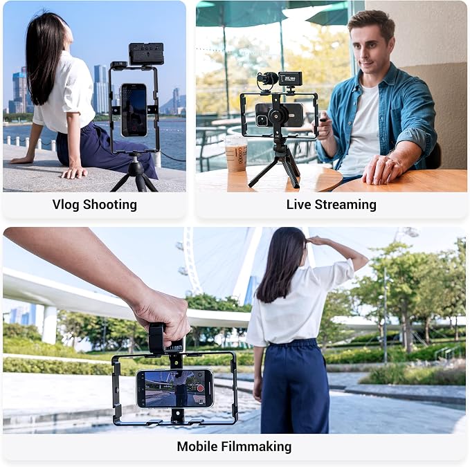 [Wireless Remote] Magnetic Smartphone Video Cage Rig for iPhone 16 15 14 13 12 Pro Max Mini & Magsafe Case,Universal Cell Phone Stabilizer Rig with 6 Cold Shoe Mounts,Phone Cage Rig for Filming | for Magsafe Case,Universal Cell Phone Stabilizer Rig wit... - Image 7