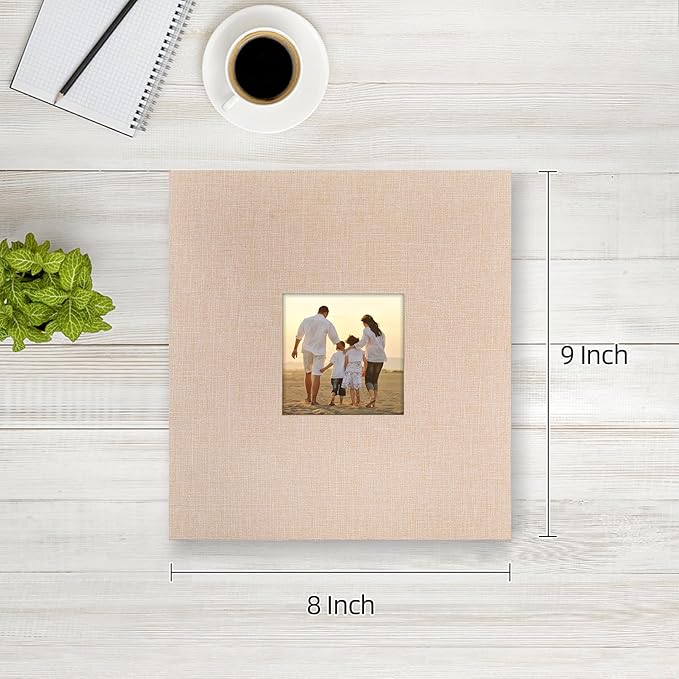 potricher Photo Album 4x6 Pictures, 100 Pockets, Linen Cover, Beige | Linen Cover, Front Window, Large Capacity 4x6 Picture Albums, Photo Book for Family, Wedding, Anniversary, Baby, Keepsake - Image 2