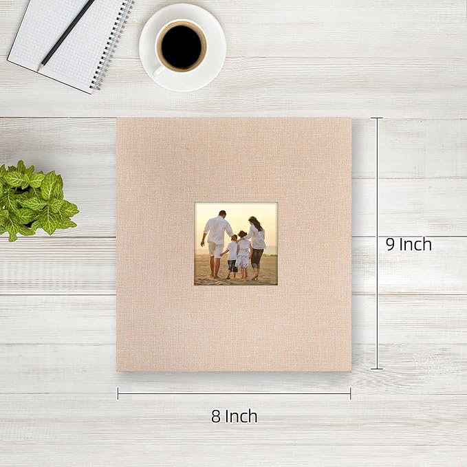 potricher Photo Album 4x6 Pictures, 200 Pockets, Linen Cover, Beige | Linen Cover, Front Window, Large Capacity 4x6 Picture Albums, Photo Book for Family, Wedding, Anniversary, Baby, Keepsake - Image 2