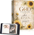 Small Photo Album 4x6, 60 Pockets Holds 120 Photos, Slip-in Pocket Photo Storage Book with Black Elastic Band for Family Wedding Baby Travel Pictures, Vintage Paper Sunflower Christian by Unknown