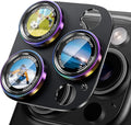 CACOE Metal Camera Lens Protector for iPhone 15 Pro/15 Pro Max | Tempered Glass Cover, Anti-Scratch, Drop-Proof, Strong Adhesion, Camera Screen Cover Accessories, Colorful by CACOE
