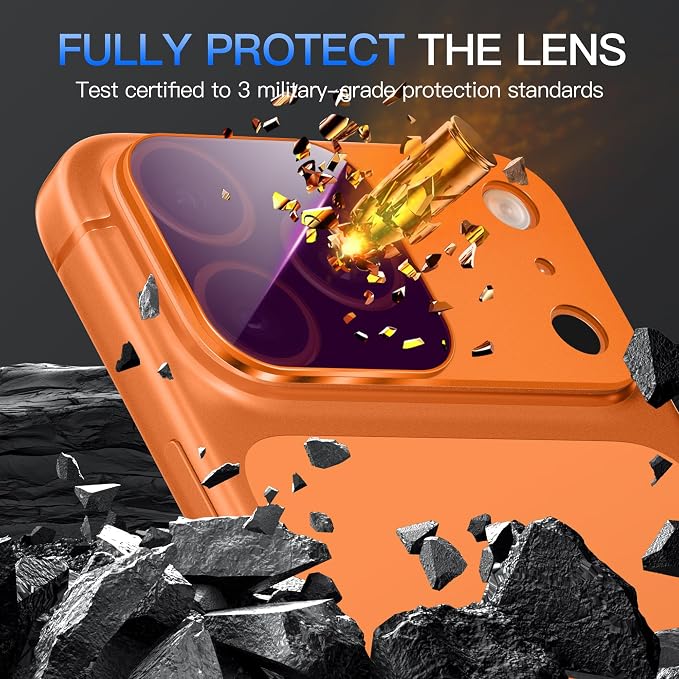 Suoman for iPhone 17 Pro Camera Lens Protector,Magnetic ND Filter Lens Film | Tempered Glass Lens Film, Strong Adsorption, HD Clear, All-in-one Metal Camera Cover,Orange - Image 4