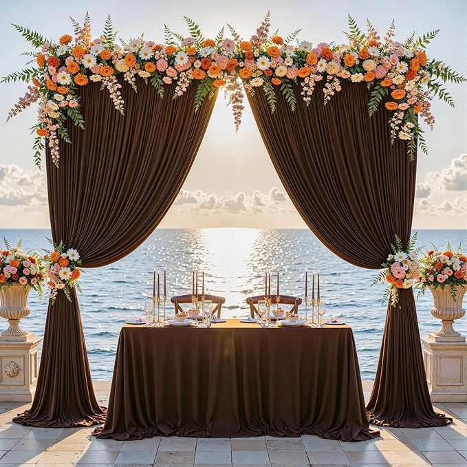 Dark Brown Backdrop Curtains-Wrinkle-Free Polyester Photography Drapes Party Curtain Background for Baby Shower Wedding Decorations- 8 X10FT - Image 3