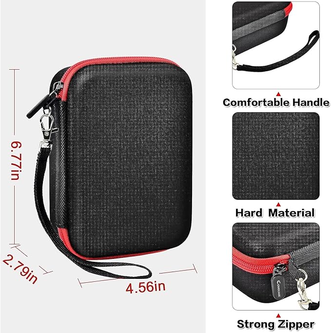 Comecase USB Flash Drive Case, Holds 44 USB Drives and 9 SD Cards | Pre-Cut Foam Fits Mixed Drive Sizes Flash Drive; EVA Shell Protects Data on the Go, Black+Red Zipper, Large, Case Only - Image 4