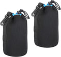 PATIKIL 2 Pcs 3.7" ID x 7.1" H Neoprene Drawstring Lens Pouch, Black, Blue, Camera Lens Case by PATIKIL