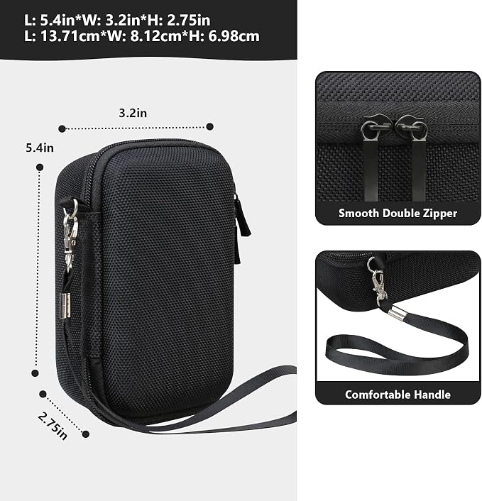 Carrying Case for KODAK EC35 35mm Film Camera 35mm, EC35 Film Camera Storage Case Holder with Zipper Mesh Pocket for AA Battery, with Strap, Black - Image 3