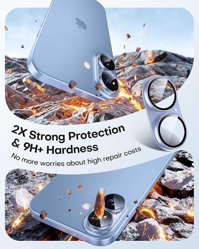 TAURI 2 Pack for iPhone 17 Camera Lens Protector, Mist Blue | Full Coverage Military-Grade Shatterproof, Upgrade AR Anti-Reflection Ultra Clear Transmission & Case Friendly - Image 3