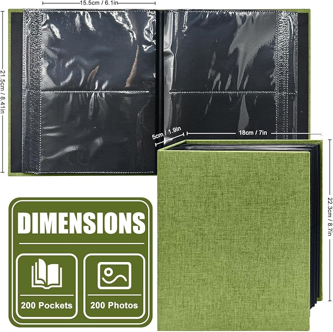 Photo Album 4x6 200 Pockets for Wedding Gifts,Linen Hardcover Picture Albums for Family Anniversary Baby Vacation Pictures - Image 2