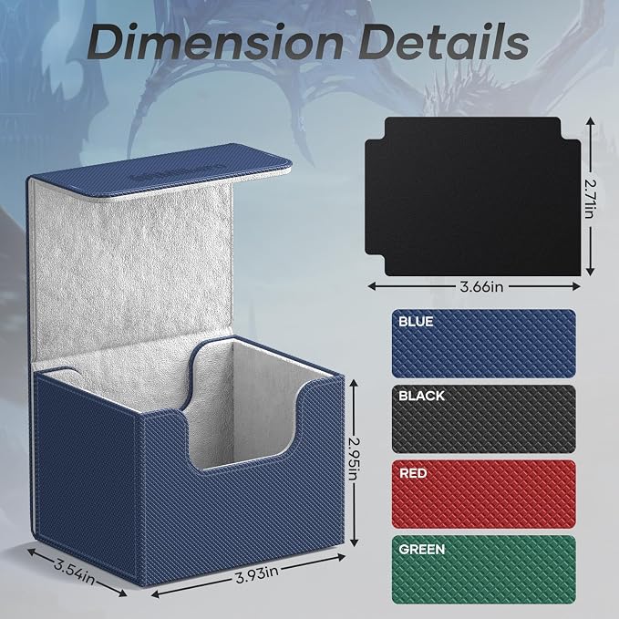Mlikero Card Deck Box, Commander Deck Box Holds 100+ Double-Sleeved Cards with 2 Dividers, Leather Magnetic Closure Card Box Fit for MTG, TCG (Blue) - Image 4