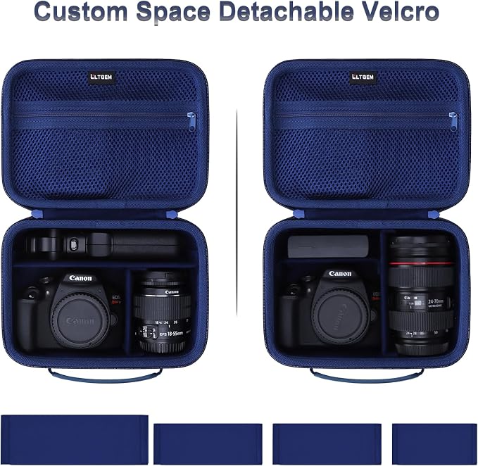 Small Camera Case Bag for Canon EOS Rebel T7/R50//R100 DSLR Camera Navy | Hard Carrying Travel Case for Canon EOS Rebel T7/R50//R100/R6 Mark II/R8/R6 Mark III/R50 V/T6/R10/R5 Mark II DSLR SLR Camera - Image 3