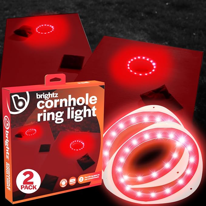 Brightz LED Cornhole Board Ring Lights, 2-Pack - 48-Hour Battery Life - Illuminate Your Game with Dazzling Glows and Ultimate Style for Non-Stop Evening Fun and Excitement (Includes Hole Lights Only) by Brightz