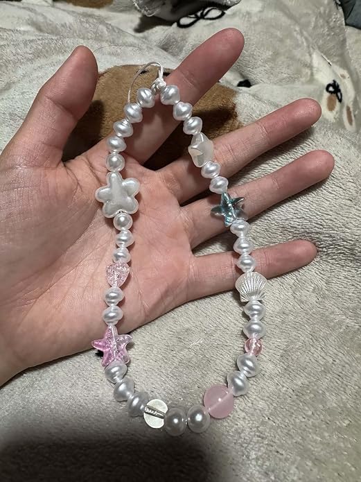 Beaded Phone Charm Lanyard Strap Girly Style Fixed Beads Pearl Lanyards - Image 5